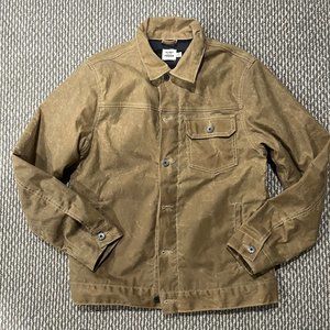 Flint and Tinder Flannel-Lined Waxed Trucker Jacket in Field Tan - Size M